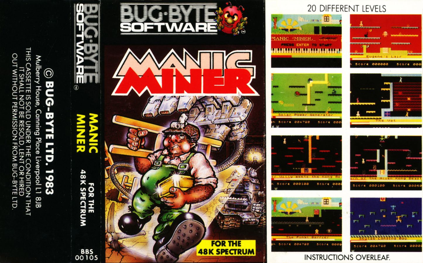 Manic Miner original cassette inlay